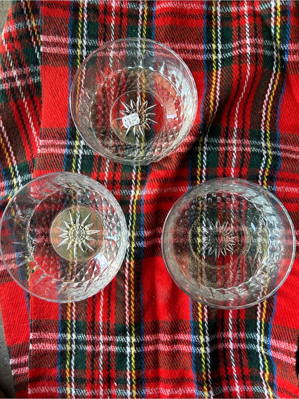 Crystal Cut Glass Dessert Bowls - Clear (Set of 3)